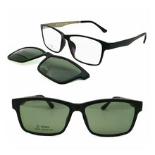 Load image into Gallery viewer, ULTEM rectangle optical myopia Hyperopia eyeglasses frame with megnatic clip on removable polarized sunglasses for men