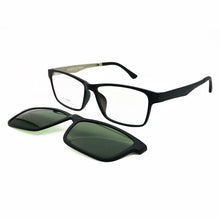 Load image into Gallery viewer, ULTEM rectangle optical myopia Hyperopia eyeglasses frame with megnatic clip on removable polarized sunglasses for men
