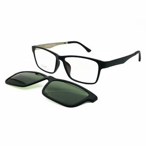 ULTEM rectangle optical myopia Hyperopia eyeglasses frame with megnatic clip on removable polarized sunglasses for men