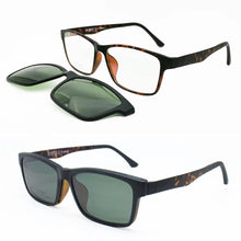 Load image into Gallery viewer, ULTEM rectangle optical myopia Hyperopia eyeglasses frame with megnatic clip on removable polarized sunglasses for men