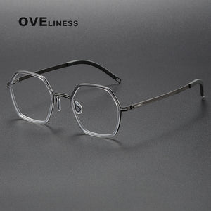 Acetate Titanium Glasses Frame men Women New Retro Polygon Prescription Eyeglasses frames Men Optical Spectacles Eyewear