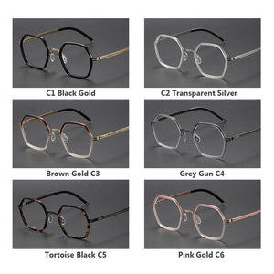 Acetate Titanium Glasses Frame men Women New Retro Polygon Prescription Eyeglasses frames Men Optical Spectacles Eyewear
