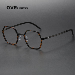 Acetate Titanium Glasses Frame men Women New Retro Polygon Prescription Eyeglasses frames Men Optical Spectacles Eyewear