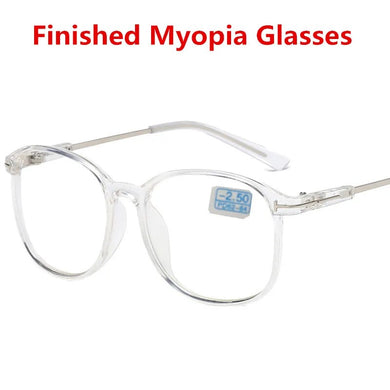 -1.0,-1.5~ -4.0Round Finished Myopia Spectacle  Eyeglasses Optical Men Women Student Eyewear Prescription AC Lens Glasses Frame