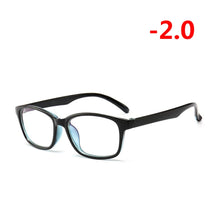 Carica l&#39;immagine nel visualizzatore di Gallery, -1.00 -1.25 -1.50 -1.75 -2.00 -2.25 To -4.0 Finished Myopia Glasses Women Men Short-sight Eyewear Outer Black Inner Blue Frame