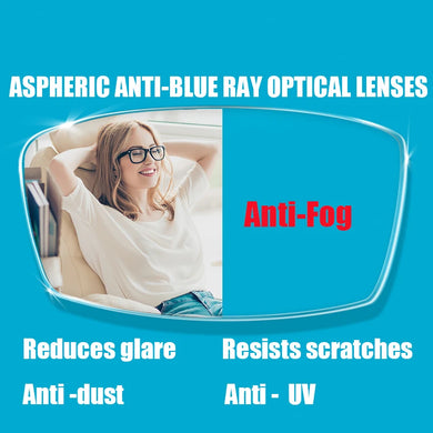 1.61 Anti-Fog lenses Anti-Blue Ray Prescription Optical Eyeglasses Spectacles Free Assembly with Glasses Frame