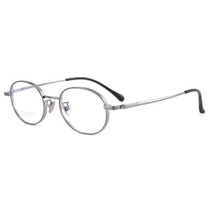 100% Pure Titanium Men Women Glasses Frame Vintage Retro Broadside Blocking lens Design Oval Eyewear Anti Blue Light Optical