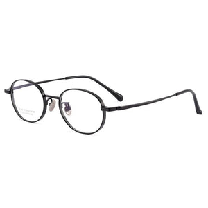 100% Pure Titanium Men Women Glasses Frame Vintage Retro Broadside Blocking lens Design Oval Eyewear Anti Blue Light Optical