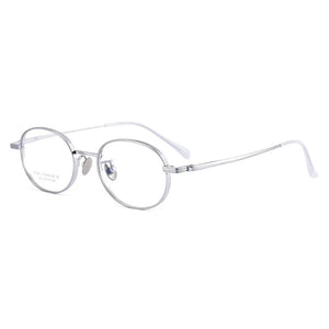 100% Pure Titanium Men Women Glasses Frame Vintage Retro Broadside Blocking lens Design Oval Eyewear Anti Blue Light Optical