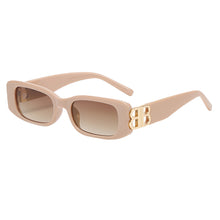 Carica l'immagine nel visualizzatore di Gallery, Double B Rectangle Sunglasses For Women Men Designer Letter Decoration Black Square Sun Glasses Female 80s Fashionable Shade