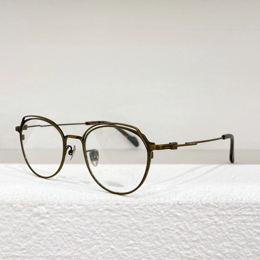 19-0051 YY Japanese Pure Titanium Brand Designer Glasses Frames Men Personalized  Eyeglasses Round Style Eyewear