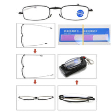 Carica l&#39;immagine nel visualizzatore di Gallery, 1PC Lightweight Mini Reading Glasses for Women &amp; Men Compact Folding Reading Eyeglasses Portable Readers with Keychain Case