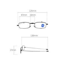 Carica l&#39;immagine nel visualizzatore di Gallery, 1PC Lightweight Mini Reading Glasses for Women &amp; Men Compact Folding Reading Eyeglasses Portable Readers with Keychain Case