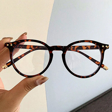 1Pc Fashionable Leopard Anti-blue Light Glasses Frame for Women Vintage Blue Light Computer Men Spectacle Round Optical Eyewear