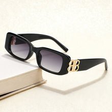 Carica l'immagine nel visualizzatore di Gallery, Double B Rectangle Sunglasses For Women Men Designer Letter Decoration Black Square Sun Glasses Female 80s Fashionable Shade