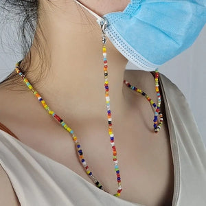 1pc Eye Wear Accessories Beaded Glasses Chain with 2 Silicone Buckle Non-slip Glasses Necklace Glasses Strap Women Men
