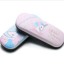 Load image into Gallery viewer, 1set Protable Unicorn Kawaii Cute Cartoon Glasses Box With Bags And Glasses Cloth Spectacle Case Gift