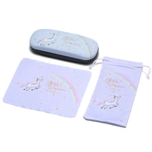 Load image into Gallery viewer, 1set Protable Unicorn Kawaii Cute Cartoon Glasses Box With Bags And Glasses Cloth Spectacle Case Gift