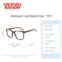 Load image into Gallery viewer, 20/20 High Quailty Acetate Optical Glasses Frame Men Full Retro Vintage Square Prescription Eyeglasses Myopia Eyewear AS8221
