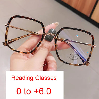 Leopard Oversized Square Reading Magnifier Transparent Glasses For Women Blue Light Blocking Eyeglasses Frame очки