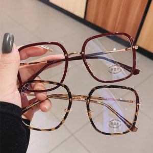 Leopard Oversized Square Reading Magnifier Transparent Glasses For Women Blue Light Blocking Eyeglasses Frame очки