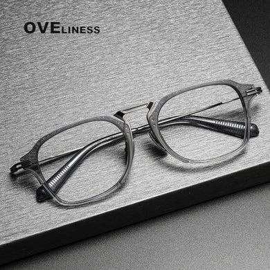 Acetate Titanium eye Glasses Frame Men Vintage square Prescription Eyeglasses Women male Optical Spectacles Korean Eyewear