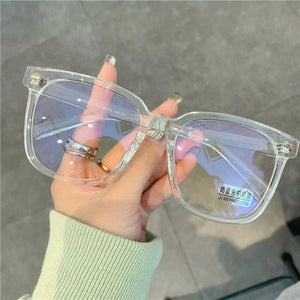 Anti Blue Light Computer Glasses Women Men Trend Brand White Square Big Frame Rice Nails Optical Glasses Protection Eyewear