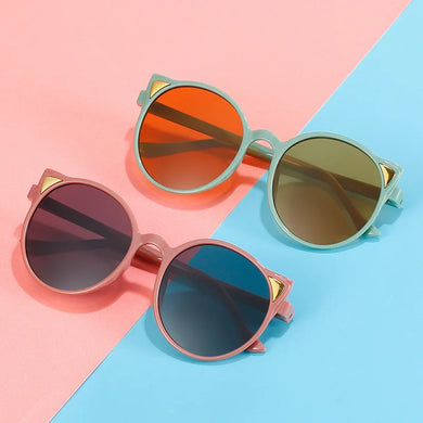 2022 New Trend Sunglasses for Kids Boys Girls Cute Cat Ears Sun Glasses Round Shades Eyewear Children Anti UV Protection