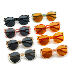 2022 New Trend Sunglasses for Kids Boys Girls Cute Cat Ears Sun Glasses Round Shades Eyewear Children Anti UV Protection