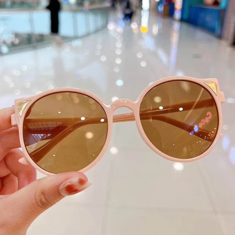 2022 New Trend Sunglasses for Kids Boys Girls Cute Cat Ears Sun Glasses Round Shades Eyewear Children Anti UV Protection