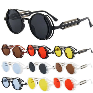 2022 Steampunk Sunglasses Men Double Spring Leg Goggles Brand Designer Round Punk Retro Glasses Outdoor Cycling Eyewear UV400