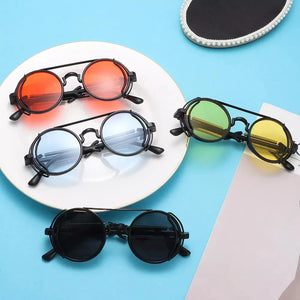 2022 Steampunk Sunglasses Men Double Spring Leg Goggles Brand Designer Round Punk Retro Glasses Outdoor Cycling Eyewear UV400
