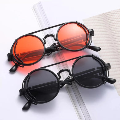 2022 Steampunk Sunglasses Men Double Spring Leg Goggles Brand Designer Round Punk Retro Glasses Outdoor Cycling Eyewear UV400