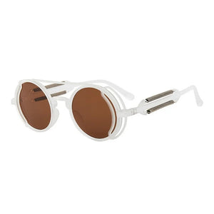 2022 Steampunk Sunglasses Men Double Spring Leg Goggles Brand Designer Round Punk Retro Glasses Outdoor Cycling Eyewear UV400