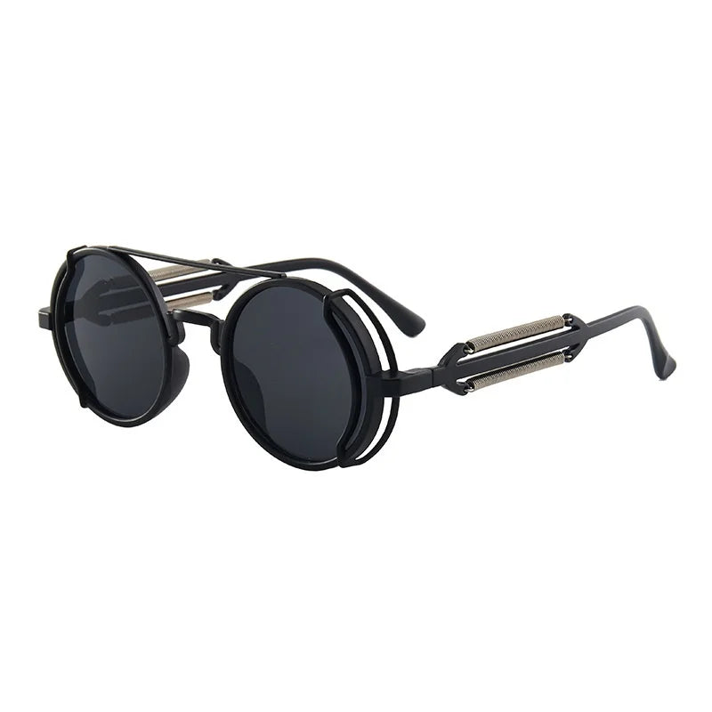 2022 Steampunk Sunglasses Men Double Spring Leg Goggles Brand Designer Round Punk Retro Glasses Outdoor Cycling Eyewear UV400
