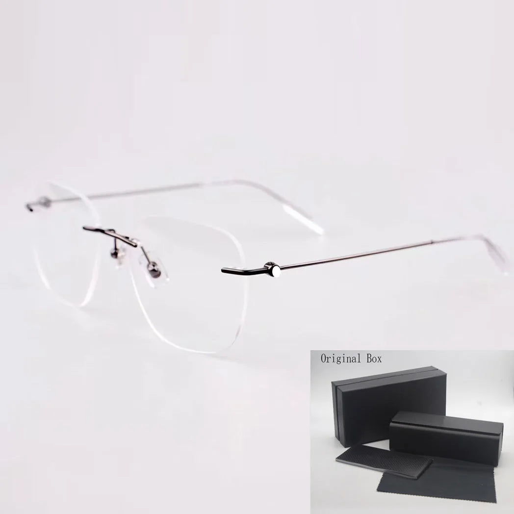 Brand Vinatge Rimless Ultralight Eyewear  Glasses Men Women High Quality Prescription Eyeglasses Frames MB0101O