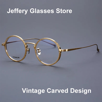 Classic Round Pure Titanium Men Glasses Frame Women Vintage Handmade  Computer Reading Myopia Lenses Eyeglasses kj50