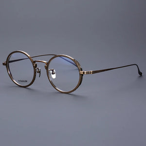 Classic Round Pure Titanium Men Glasses Frame Women Vintage Handmade  Computer Reading Myopia Lenses Eyeglasses kj50