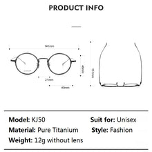 Load image into Gallery viewer, Classic Round Pure Titanium Men Glasses Frame Women Vintage Handmade  Computer Reading Myopia Lenses Eyeglasses kj50