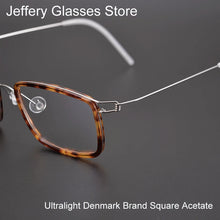 Load image into Gallery viewer, Denmark Design Vintage Square Glasses Frame Men Ultralight Titanium Acetate Prescription Eyeglasses Women Optical Spectacle
