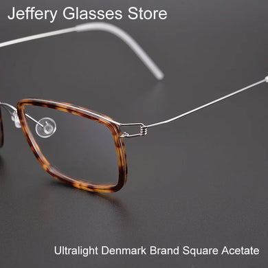 Denmark Design Vintage Square Glasses Frame Men Ultralight Titanium Acetate Prescription Eyeglasses Women Optical Spectacle