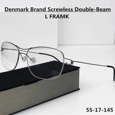 2023 Denmark Handmade Design Titanium Glasses Frame Men Women Screwless Eyewear Ultralight Double Beam Square Optical Eyeglasses