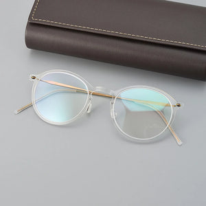 Denmark Round Screwless Glasses Frame Men Women Ultralight 4g Titanium Acetate Optical Eyeglasses  Prescription Gafa