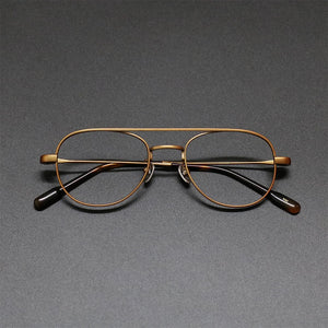 Japanese Pure Titanium Glasses Frame Men Retro Double Beam Women Optical Myopia Prescription Lens Eyeglasses GAFAS