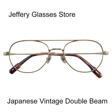 Japanese Pure Titanium Glasses Frame Men Retro Double Beam Women Optical Myopia Prescription Lens Eyeglasses GAFAS