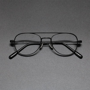 Japanese Pure Titanium Glasses Frame Men Retro Double Beam Women Optical Myopia Prescription Lens Eyeglasses GAFAS