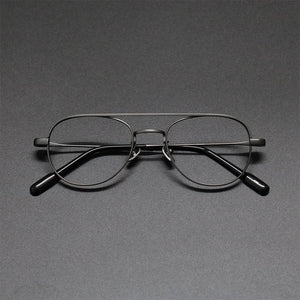 Japanese Pure Titanium Glasses Frame Men Retro Double Beam Women Optical Myopia Prescription Lens Eyeglasses GAFAS