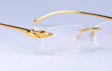 Load image into Gallery viewer, Leopard head glasses frame European and American men and women pure titanium tide frameless glasses prescription flat glass