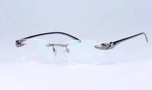 Leopard head glasses frame European and American men and women pure titanium tide frameless glasses prescription flat glass