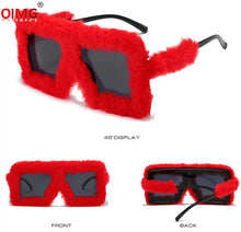 Load image into Gallery viewer, Fur Velvet Sunglasses for Women Luxury Oversized Cat Eye Plush Sun Glasses Female Party Club Funny Eyewear 9145